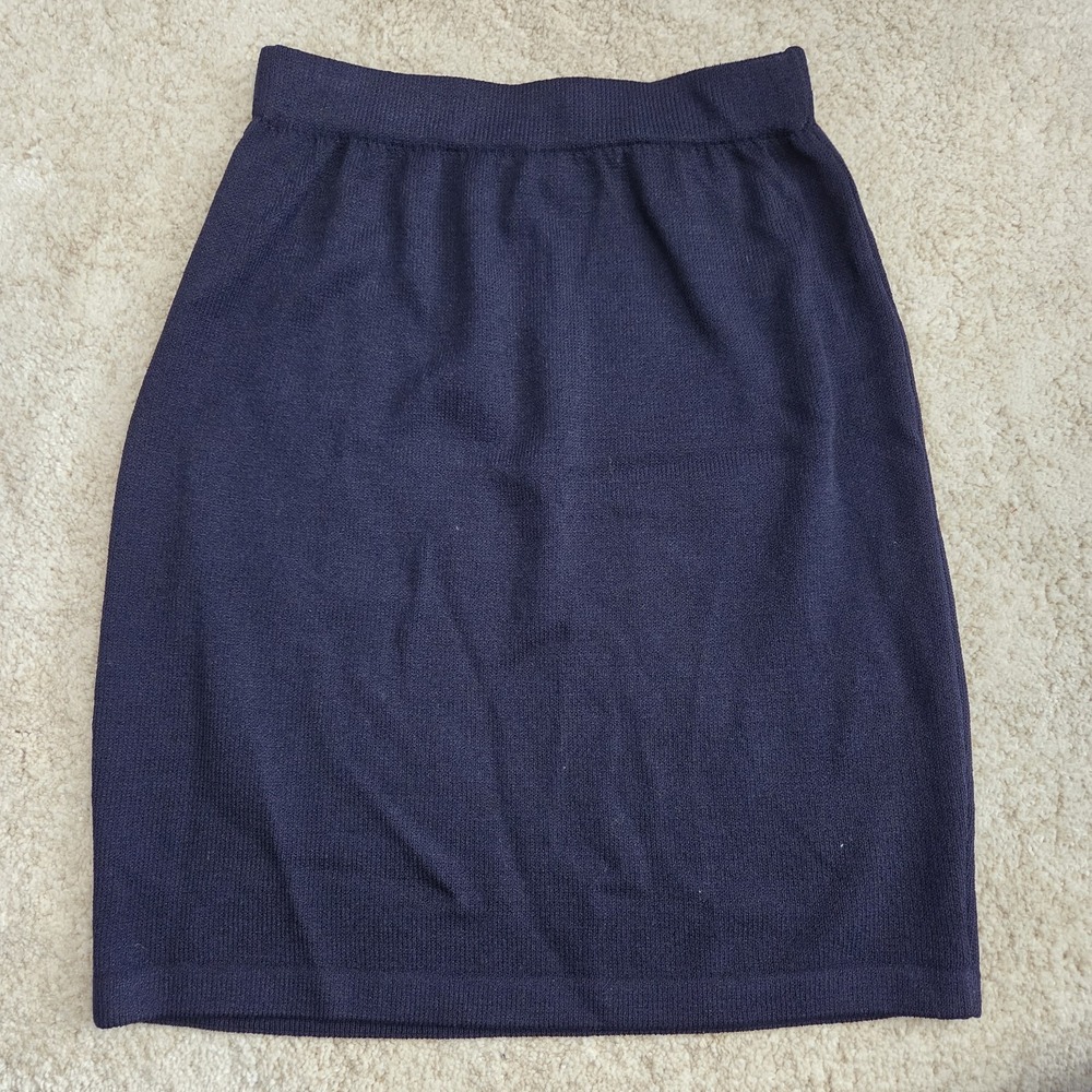 ST JOHN Collection Navy Stretch Santana Knit Classic Straight Pencil Skirt Sz 10